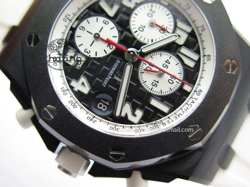 MIROTIME TimelessDesign Royal Oak Offshore Black & White Marcus JF Best Edition On White Rubber Strap A7750 (Free Black Strap) 5068