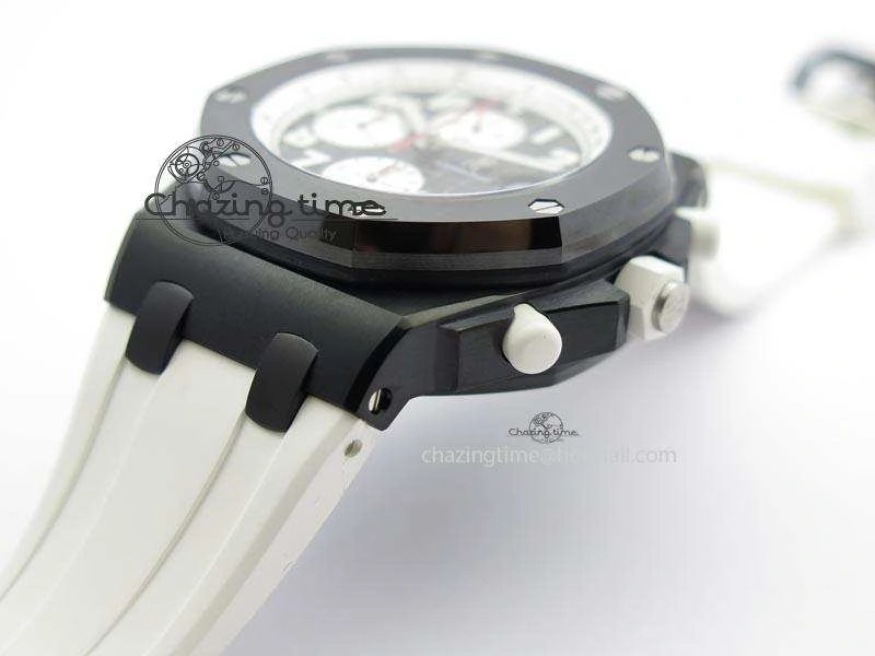 MIROTIME TimelessDesign Royal Oak Offshore Black & White Marcus JF Best Edition On White Rubber Strap A7750 (Free Black Strap) 5068