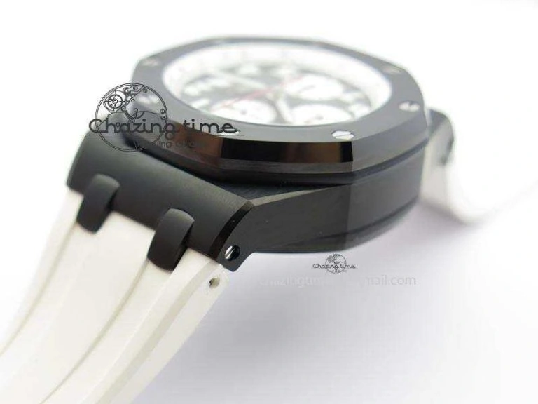 MIROTIME TimelessDesign Royal Oak Offshore Black & White Marcus JF Best Edition On White Rubber Strap A7750 (Free Black Strap) 5068