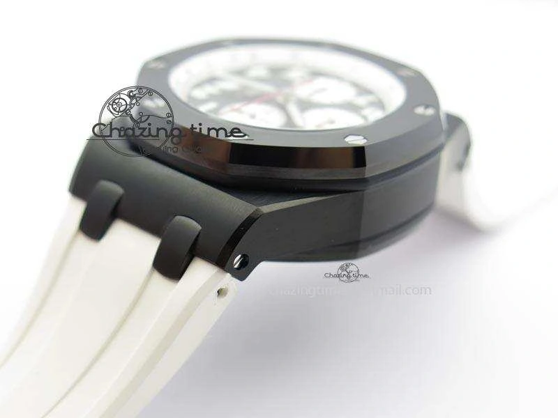 MIROTIME TimelessDesign Royal Oak Offshore Black & White Marcus JF Best Edition On White Rubber Strap A7750 (Free Black Strap) 5068