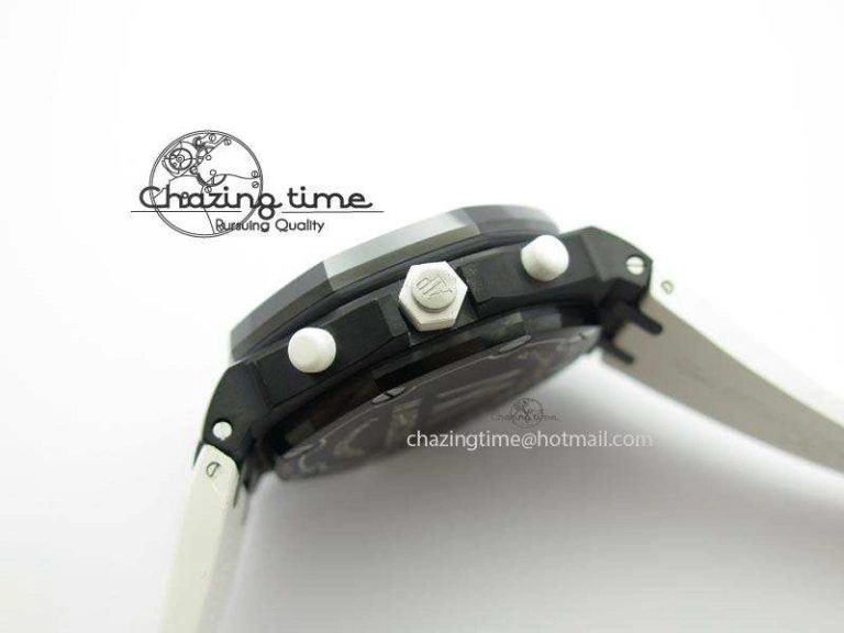 MIROTIME TimelessDesign Royal Oak Offshore Black & White Marcus JF Best Edition On White Rubber Strap A7750 (Free Black Strap) 5068