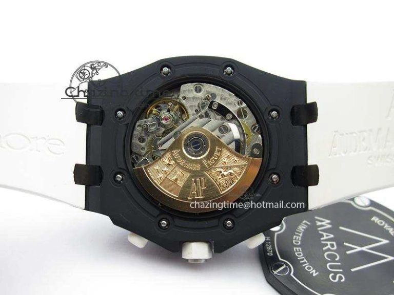 MIROTIME TimelessDesign Royal Oak Offshore Black & White Marcus JF Best Edition On White Rubber Strap A7750 (Free Black Strap) 5068