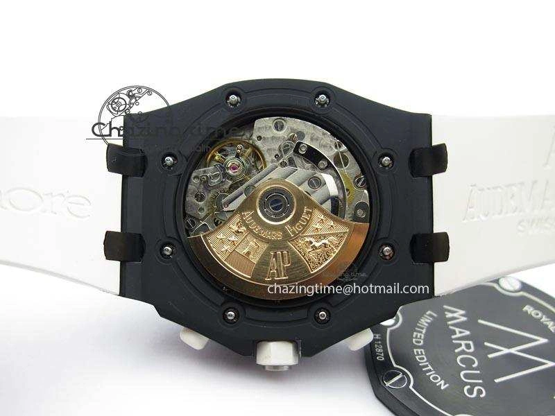 MIROTIME TimelessDesign Royal Oak Offshore Black & White Marcus JF Best Edition On White Rubber Strap A7750 (Free Black Strap) 5068