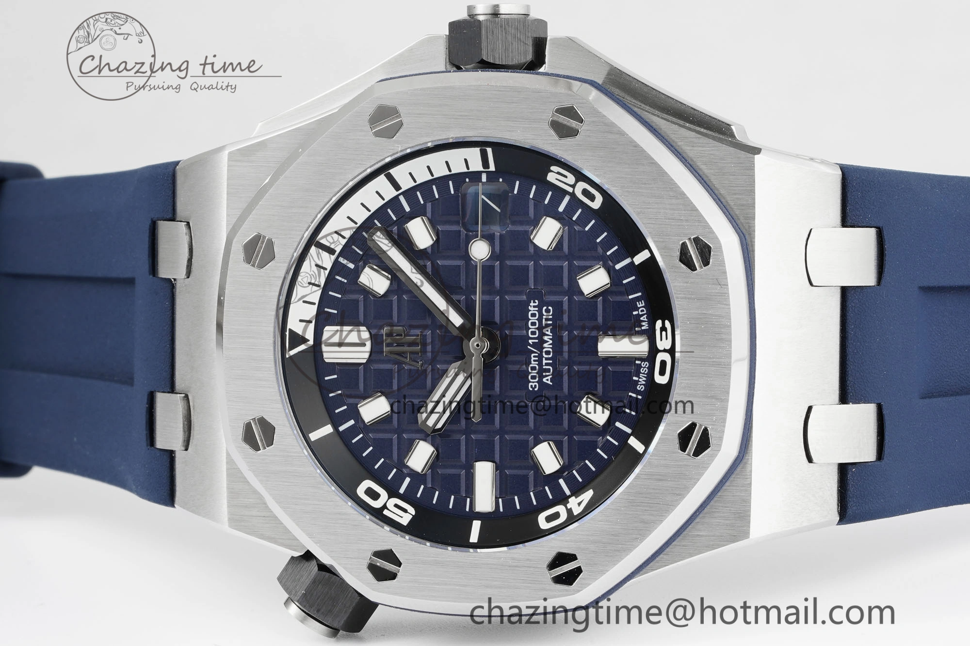 MIROTIME SunProtective Royal Oak Offshore Diver 15720 IPF Best Edition Blue Dial on Blue Rubber Strap A 4706
