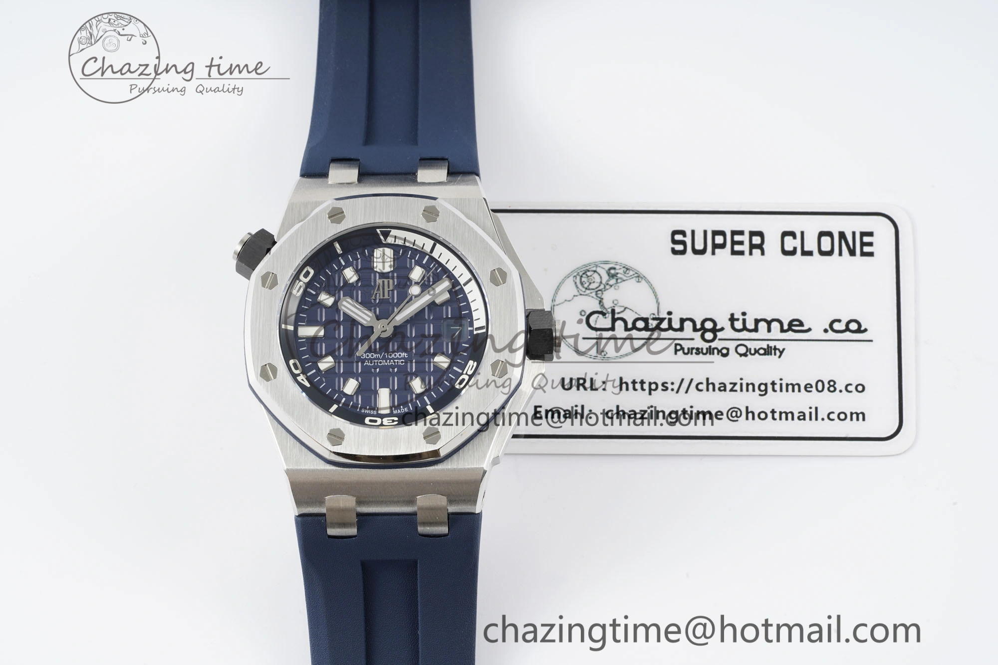 MIROTIME SunProtective Royal Oak Offshore Diver 15720 IPF Best Edition Blue Dial on Blue Rubber Strap A 4706