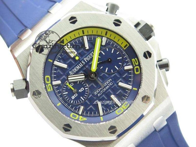 MIROTIME Royal Oak Offshore Diver Chronograph Blue Noob Best Edition On Blue Rubber Strap A Lightweight 5070