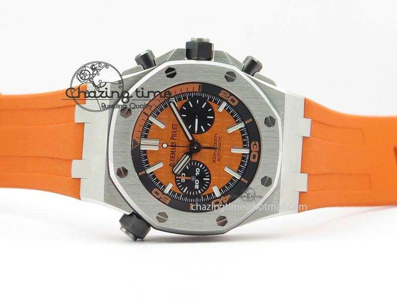 MIROTIME Efficient Royal Oak Offshore Diver Chronograph Orange JF Best Edition On Orange Rubber Strap A 5081