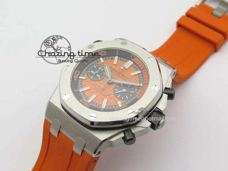 MIROTIME Efficient Royal Oak Offshore Diver Chronograph Orange JF Best Edition On Orange Rubber Strap A 5081