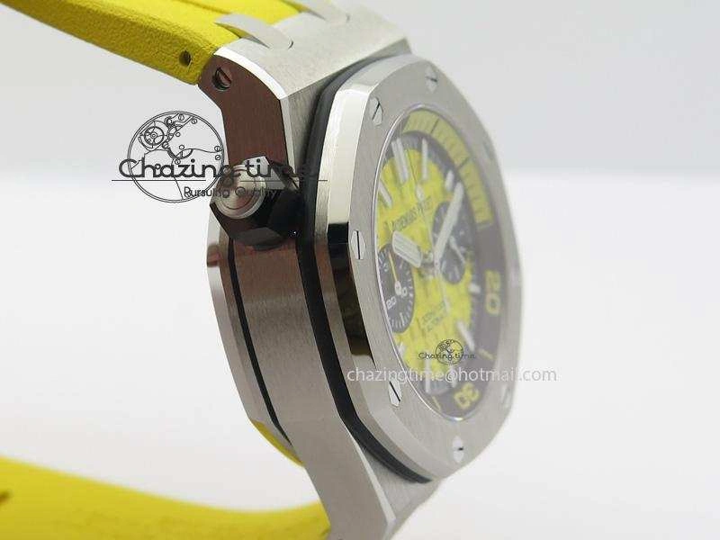 MIROTIME Casual Royal Oak Offshore Diver Chronograph Yellow JF Best Edition On Yellow Rubber Strap A 5086