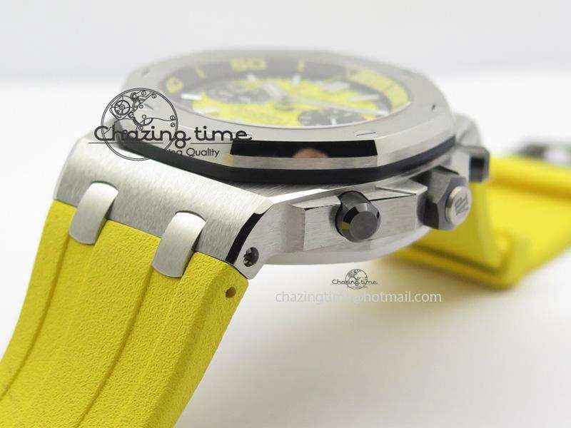MIROTIME Casual Royal Oak Offshore Diver Chronograph Yellow JF Best Edition On Yellow Rubber Strap A 5086