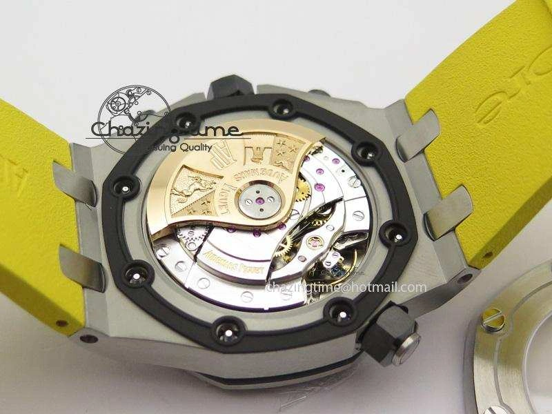 MIROTIME Casual Royal Oak Offshore Diver Chronograph Yellow JF Best Edition On Yellow Rubber Strap A 5086