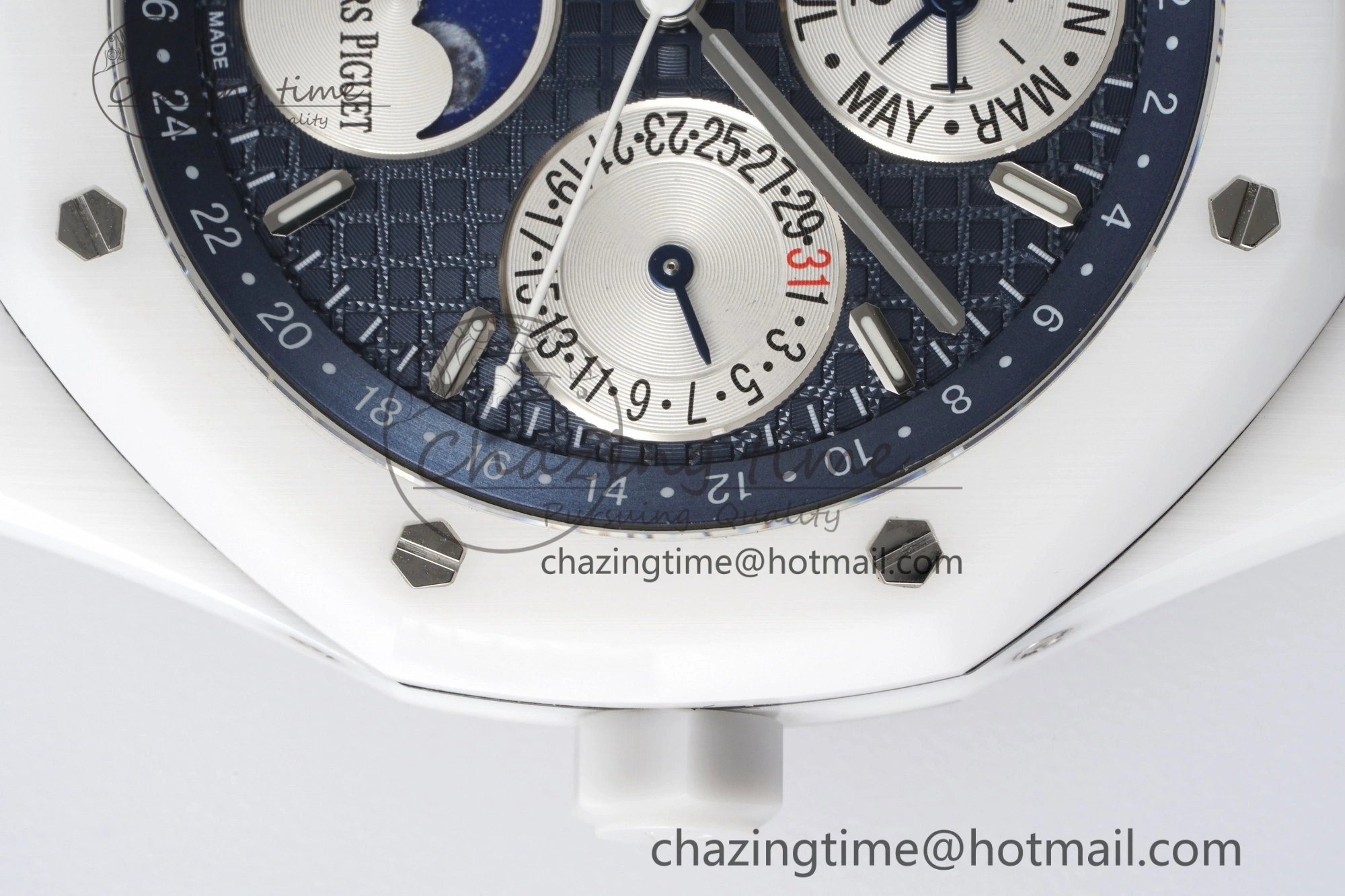 MIROTIME EasyCare Royal Oak Perpetual Calendar 26579CB White Ceramic APSF Best Edition on White Ceramic Bracelet A5134 V 4734
