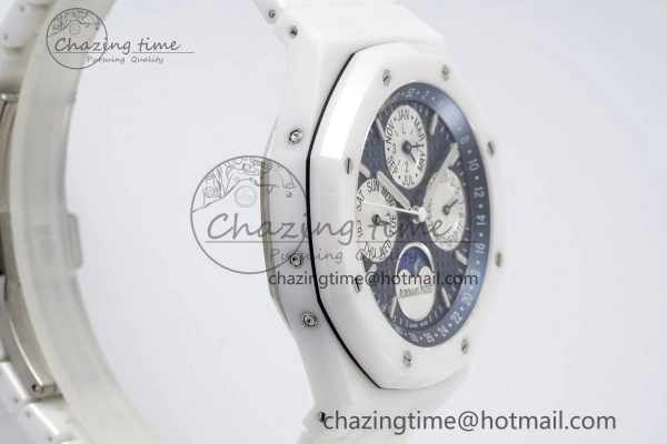 MIROTIME EasyCare Royal Oak Perpetual Calendar 26579CB White Ceramic APSF Best Edition on White Ceramic Bracelet A5134 V 4734