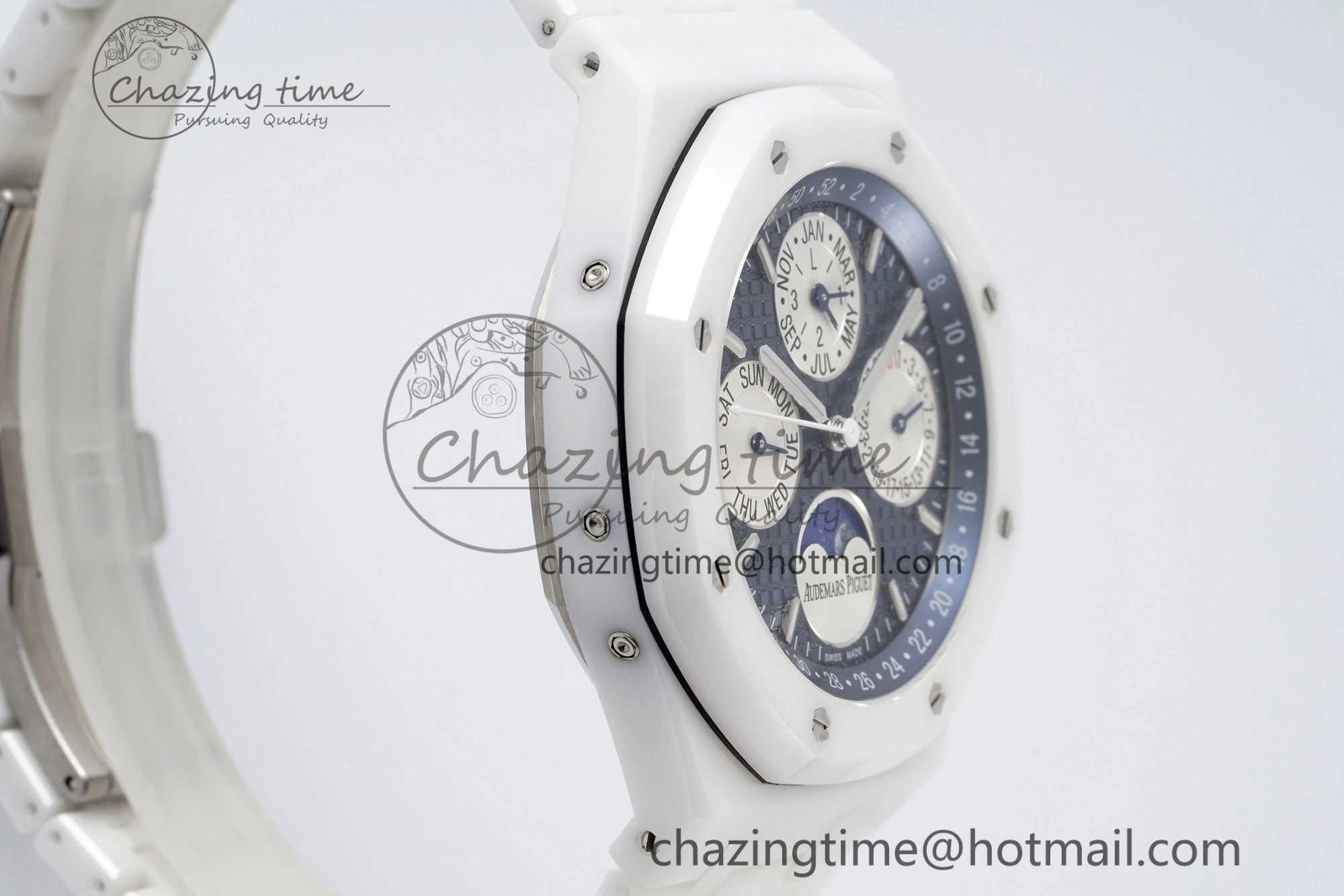 MIROTIME EasyCare Royal Oak Perpetual Calendar 26579CB White Ceramic APSF Best Edition on White Ceramic Bracelet A5134 V 4734