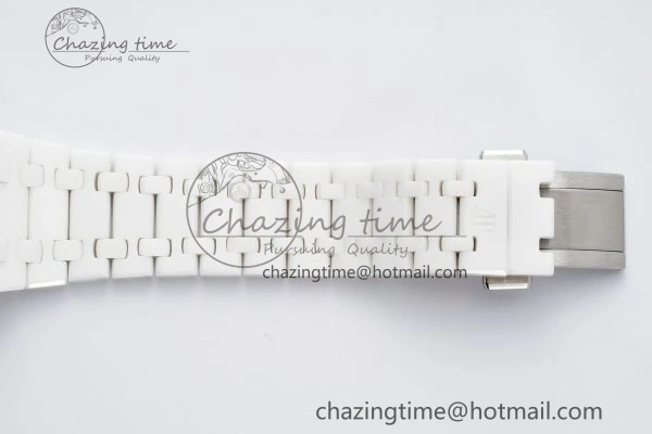 MIROTIME EasyCare Royal Oak Perpetual Calendar 26579CB White Ceramic APSF Best Edition on White Ceramic Bracelet A5134 V 4734