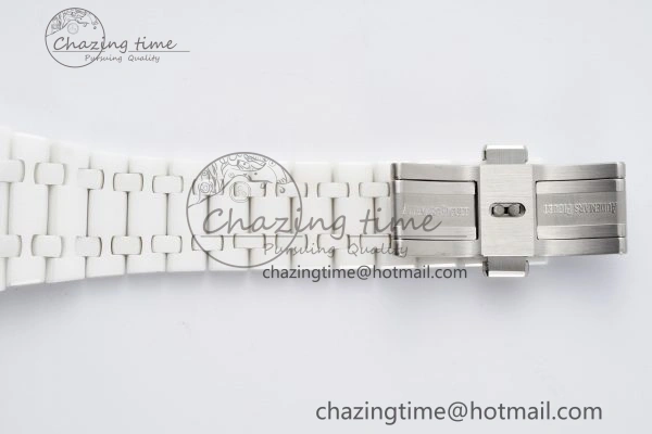 MIROTIME EasyCare Royal Oak Perpetual Calendar 26579CB White Ceramic APSF Best Edition on White Ceramic Bracelet A5134 V 4734