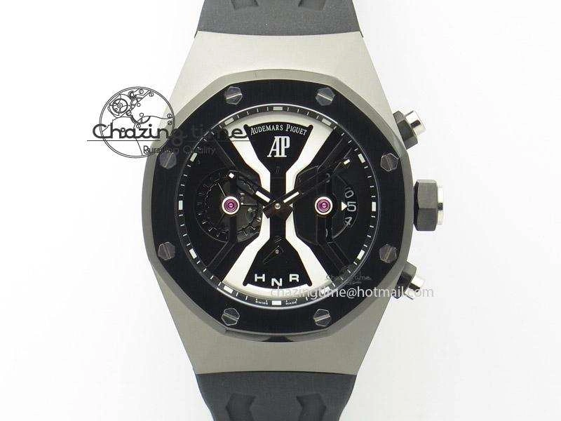 MIROTIME Minimalist Tourbillon Concept GMT PVD Black White Dial On Black Rubber Strap Japan Quartz 5102