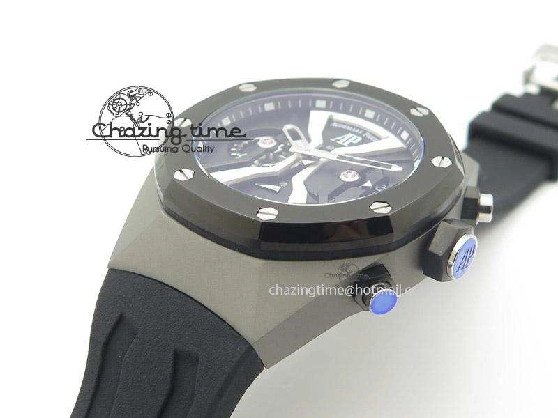 MIROTIME Minimalist Tourbillon Concept GMT PVD Black White Dial On Black Rubber Strap Japan Quartz 5102