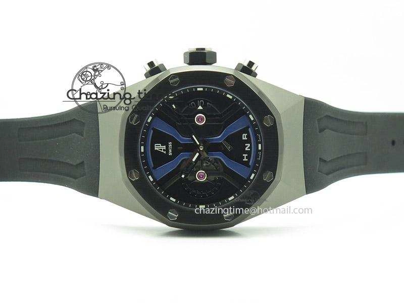 MIROTIME Tourbillon Concept GMT SS Black Blue Dial On Black Rubber Strap Japan Quartz HighQuality 5100