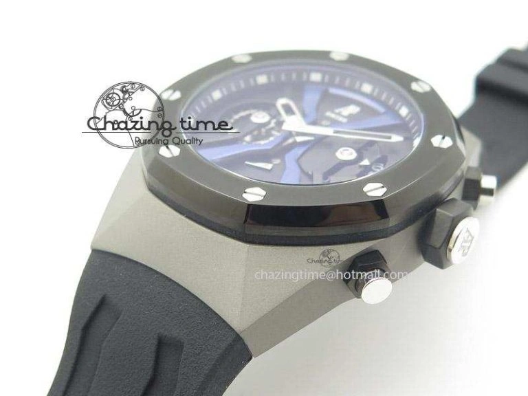 MIROTIME Tourbillon Concept GMT SS Black Blue Dial On Black Rubber Strap Japan Quartz HighQuality 5100