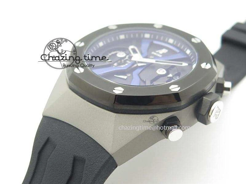 MIROTIME Tourbillon Concept GMT SS Black Blue Dial On Black Rubber Strap Japan Quartz HighQuality 5100