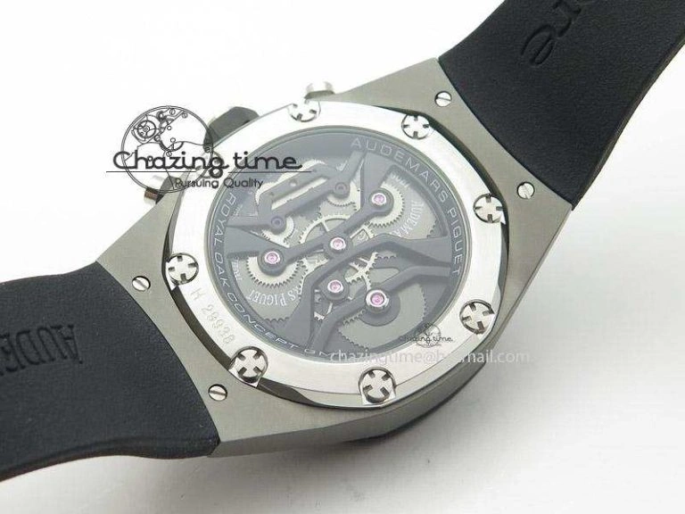 MIROTIME Tourbillon Concept GMT SS Black Blue Dial On Black Rubber Strap Japan Quartz HighQuality 5100