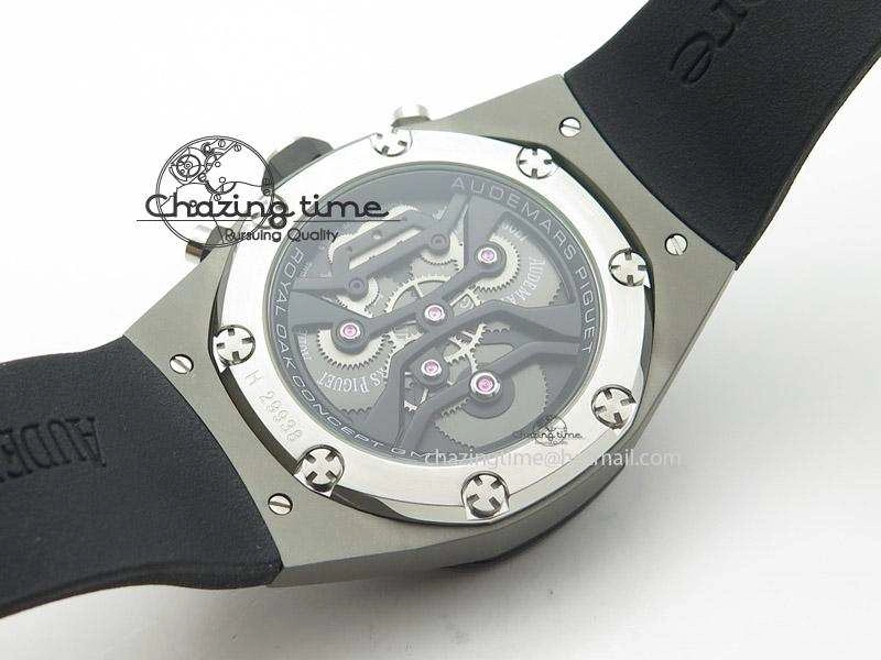 MIROTIME Tourbillon Concept GMT SS Black Blue Dial On Black Rubber Strap Japan Quartz HighQuality 5100