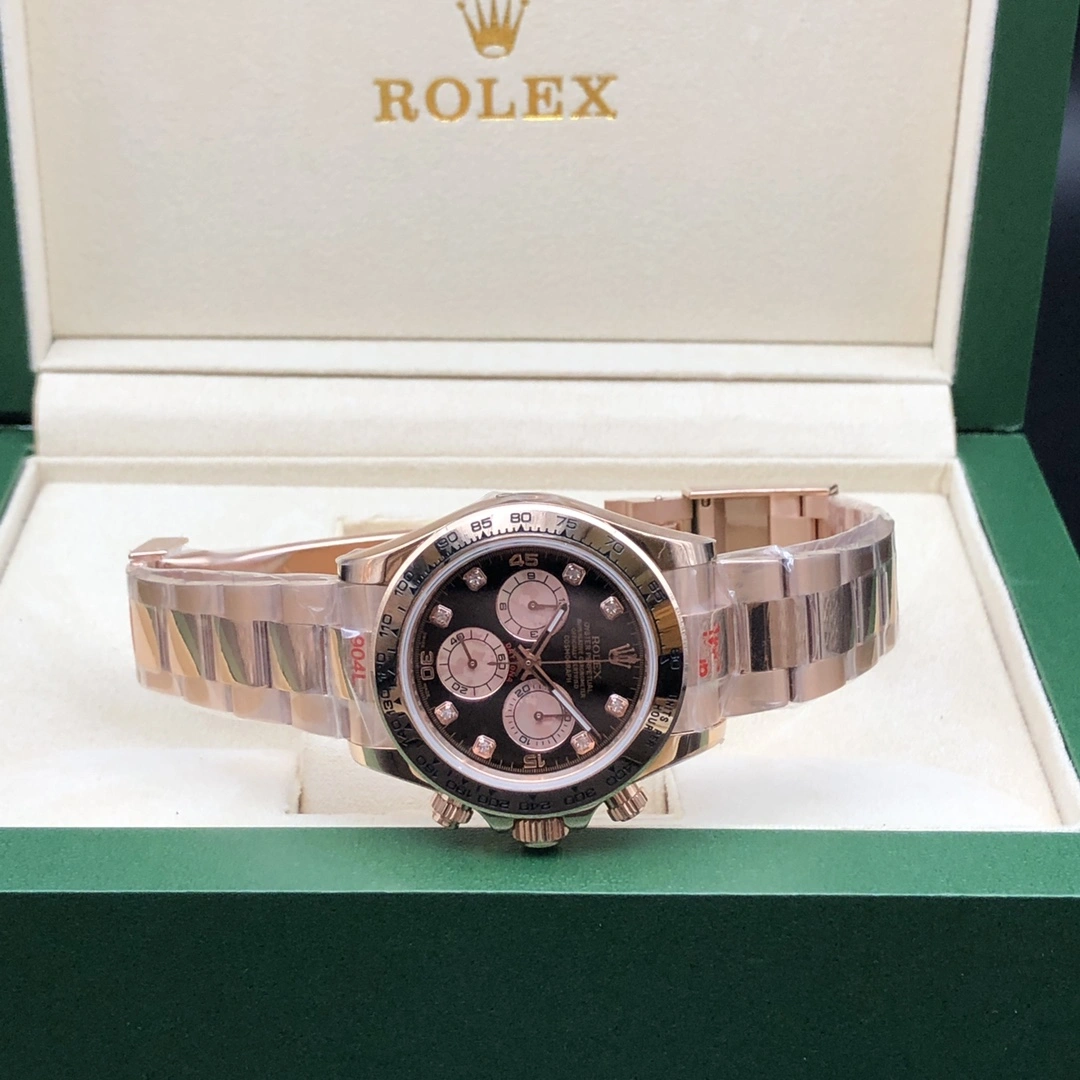 Compact Daytona Chronograph Rose Gold Diamond Black Dial 9