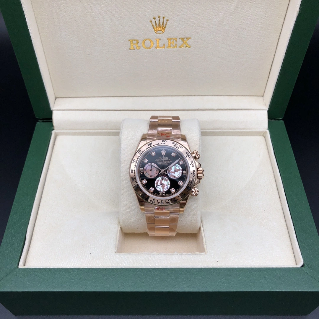 Compact Daytona Chronograph Rose Gold Diamond Black Dial 9