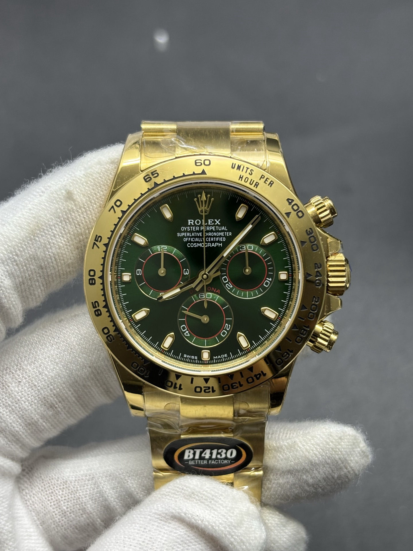 Daytona Cosmograph Daytona 40mm Yellow Gold Green Comfortable 7