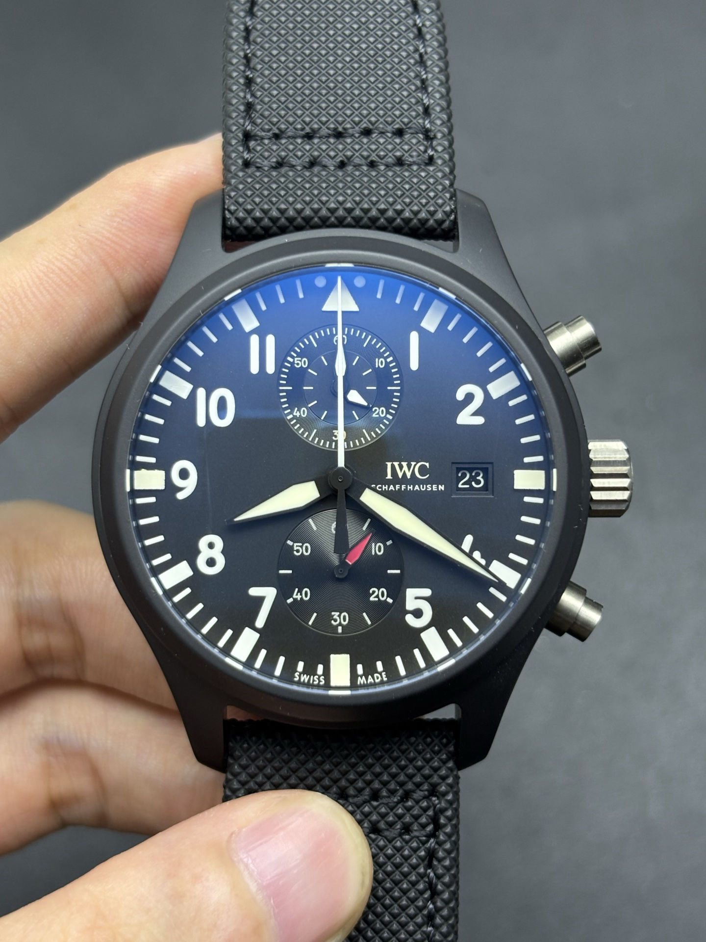 Youthful IWC Pilot's Watch Chronograph TOP GUN Black Ceramic Case 186