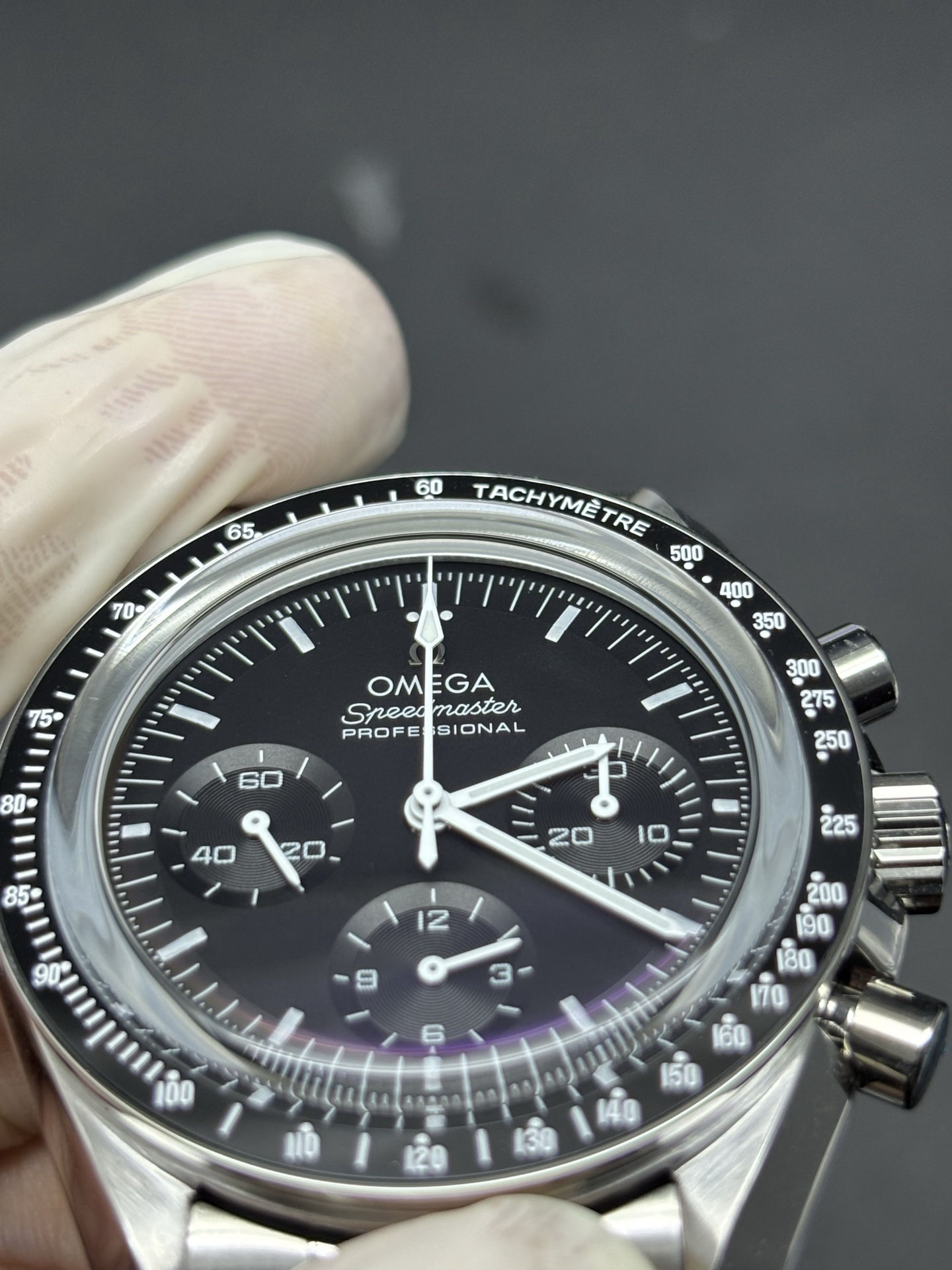 Stretchable Omega Speedmaster Professional Moonwatch Chronograph Black Dial 119