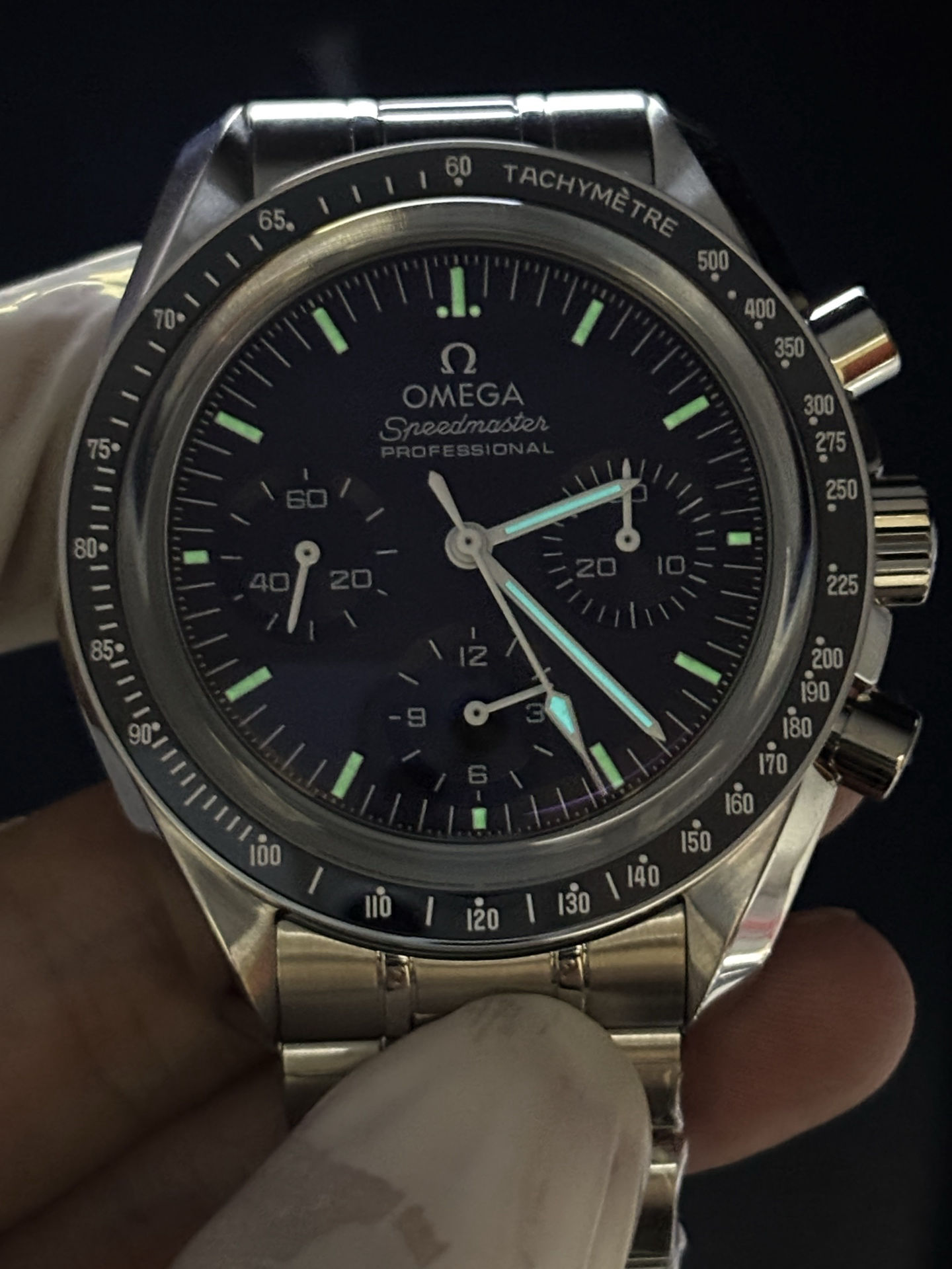 Stretchable Omega Speedmaster Professional Moonwatch Chronograph Black Dial 119