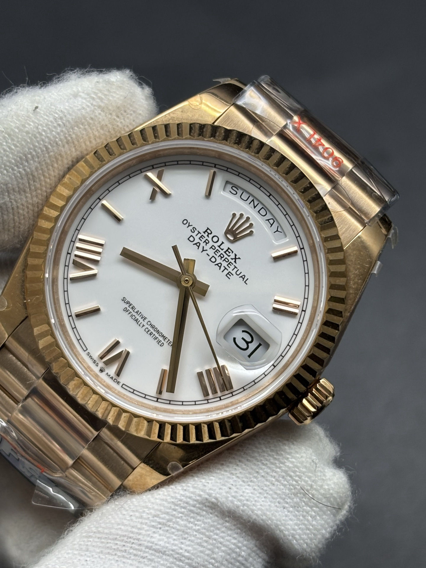 Classic Rolex Day-Date 40mm 18k Yellow Gold White Dial 46