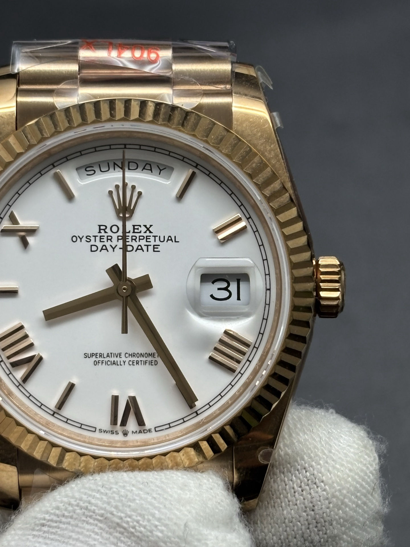 Classic Rolex Day-Date 40mm 18k Yellow Gold White Dial 46