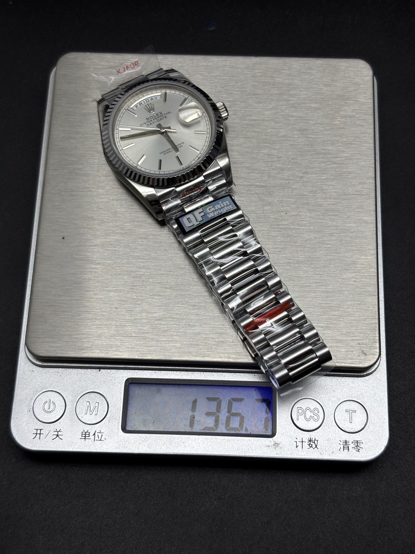 Rolex Day-Date Silver Dial and Fluted Bezel SunProtective 67