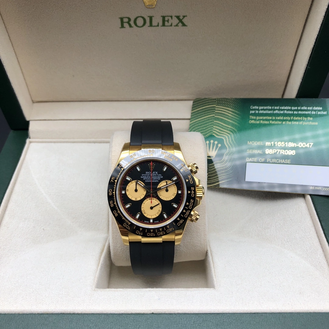 Rolex Daytona Ref 116518 Yellow Gold Chronograph Wristwatch Bright 14