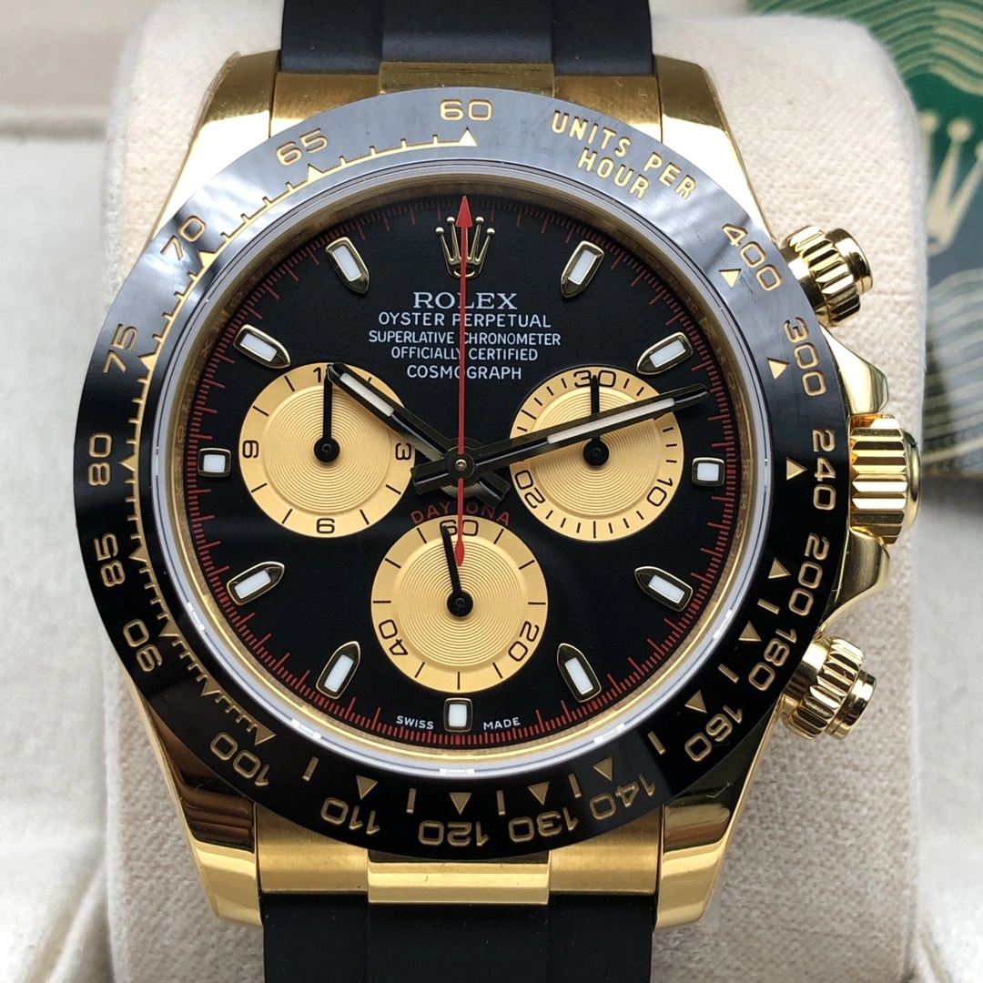 Rolex Daytona Ref 116518 Yellow Gold Chronograph Wristwatch Bright 14