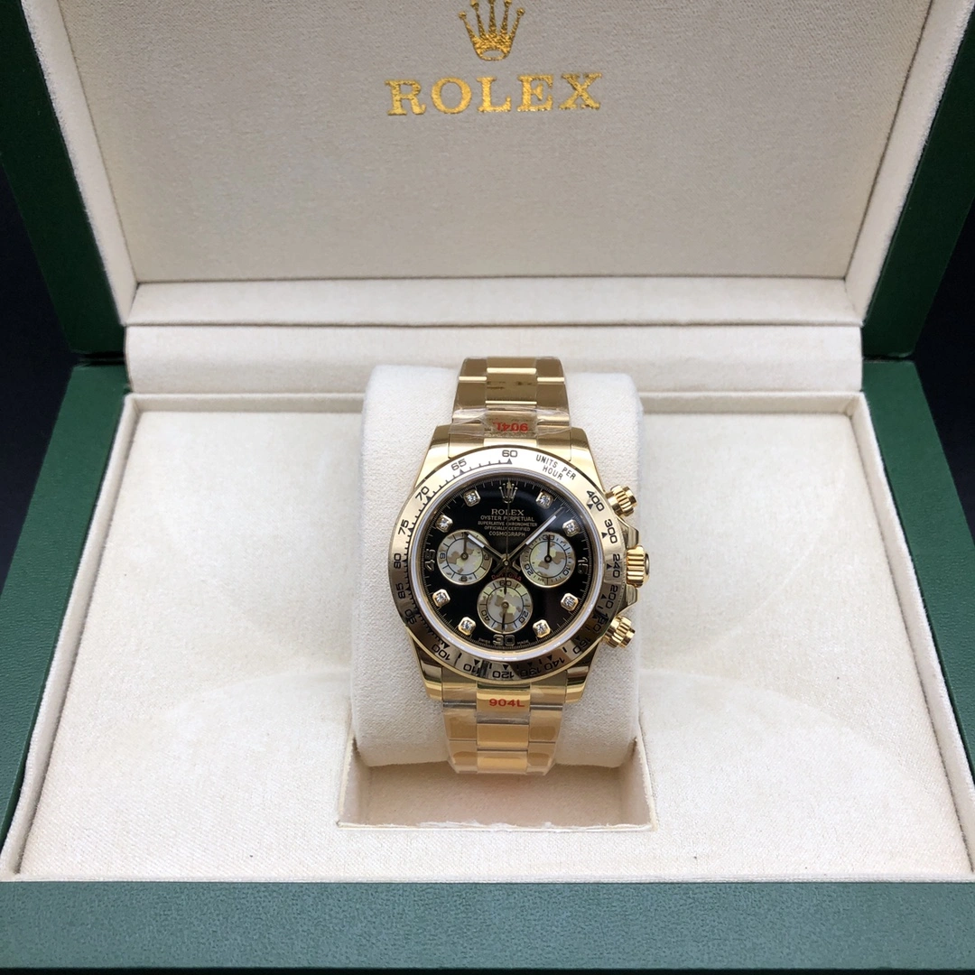 WrinkleFree Rolex Gold Daytona Black Diamond Dial Cosmograph 11