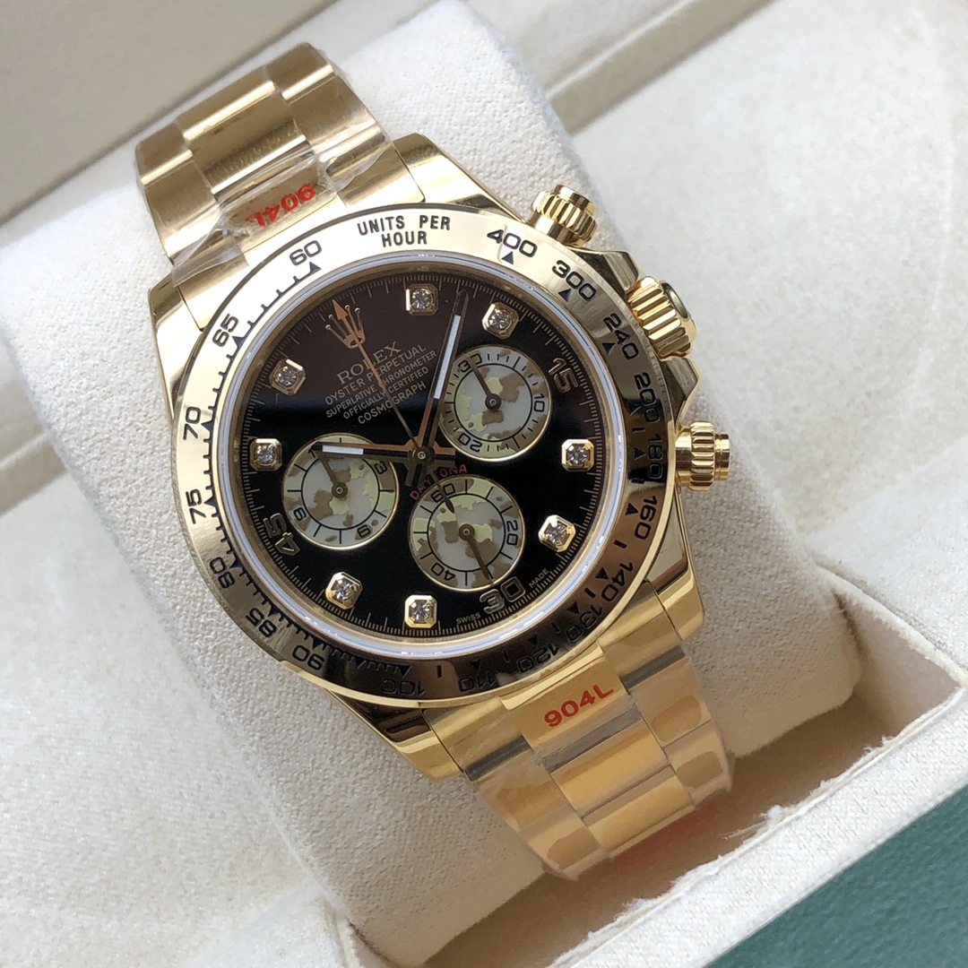 WrinkleFree Rolex Gold Daytona Black Diamond Dial Cosmograph 11