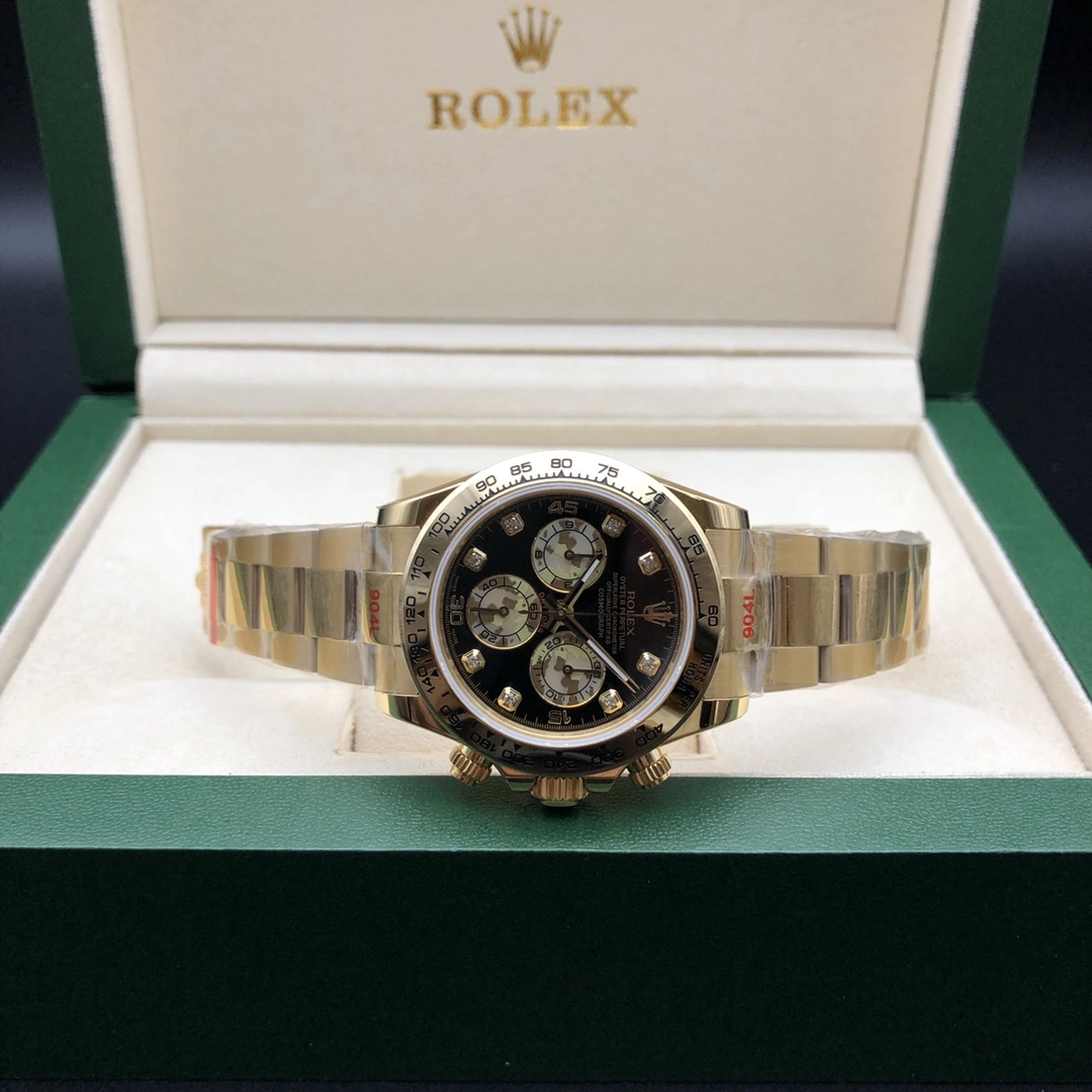 WrinkleFree Rolex Gold Daytona Black Diamond Dial Cosmograph 11