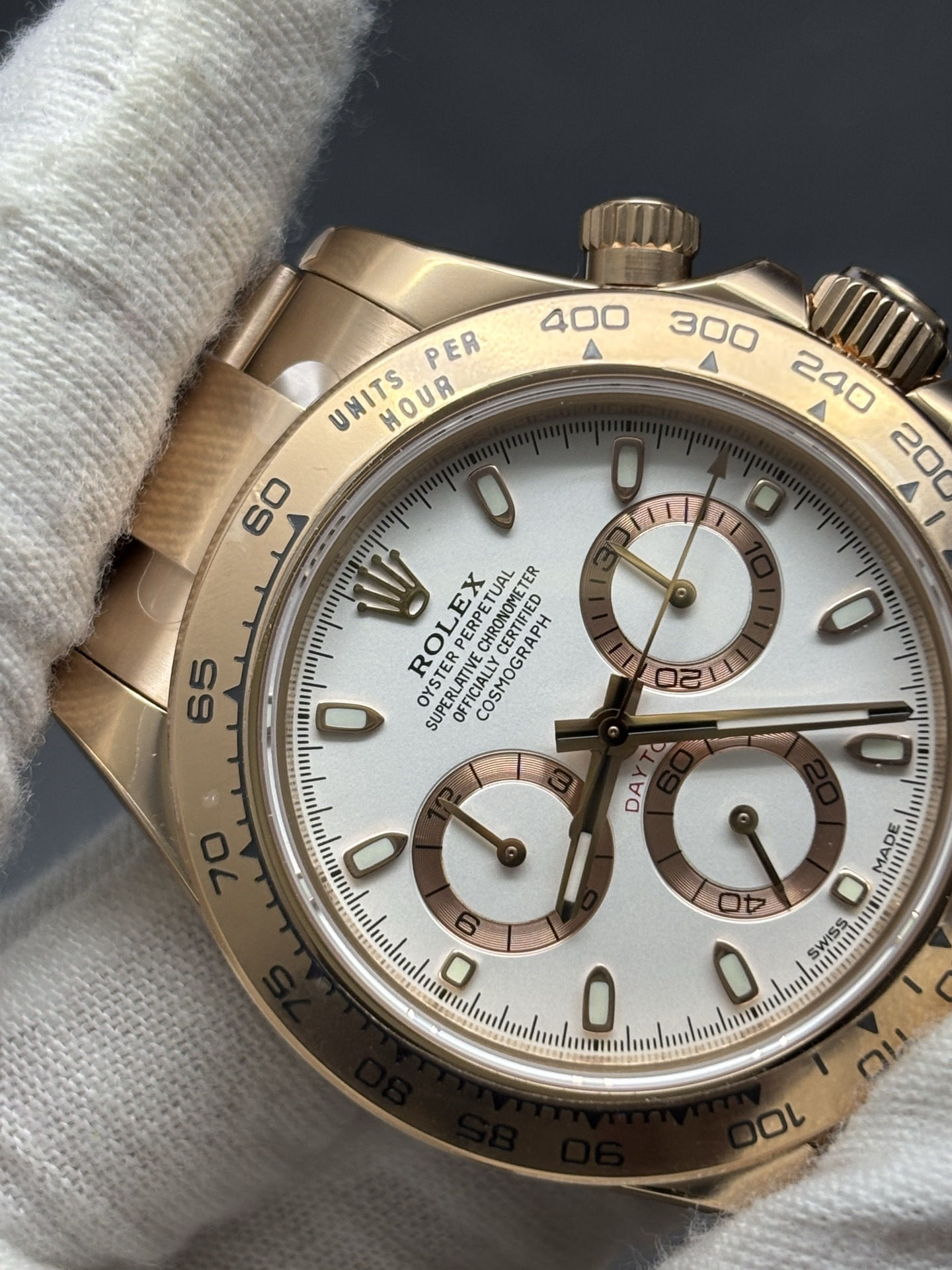 Rolex Oyster Perpetual Cosmograph Daytona 116505 in 18k Everose Gold with White Dial ZeroBulk 61