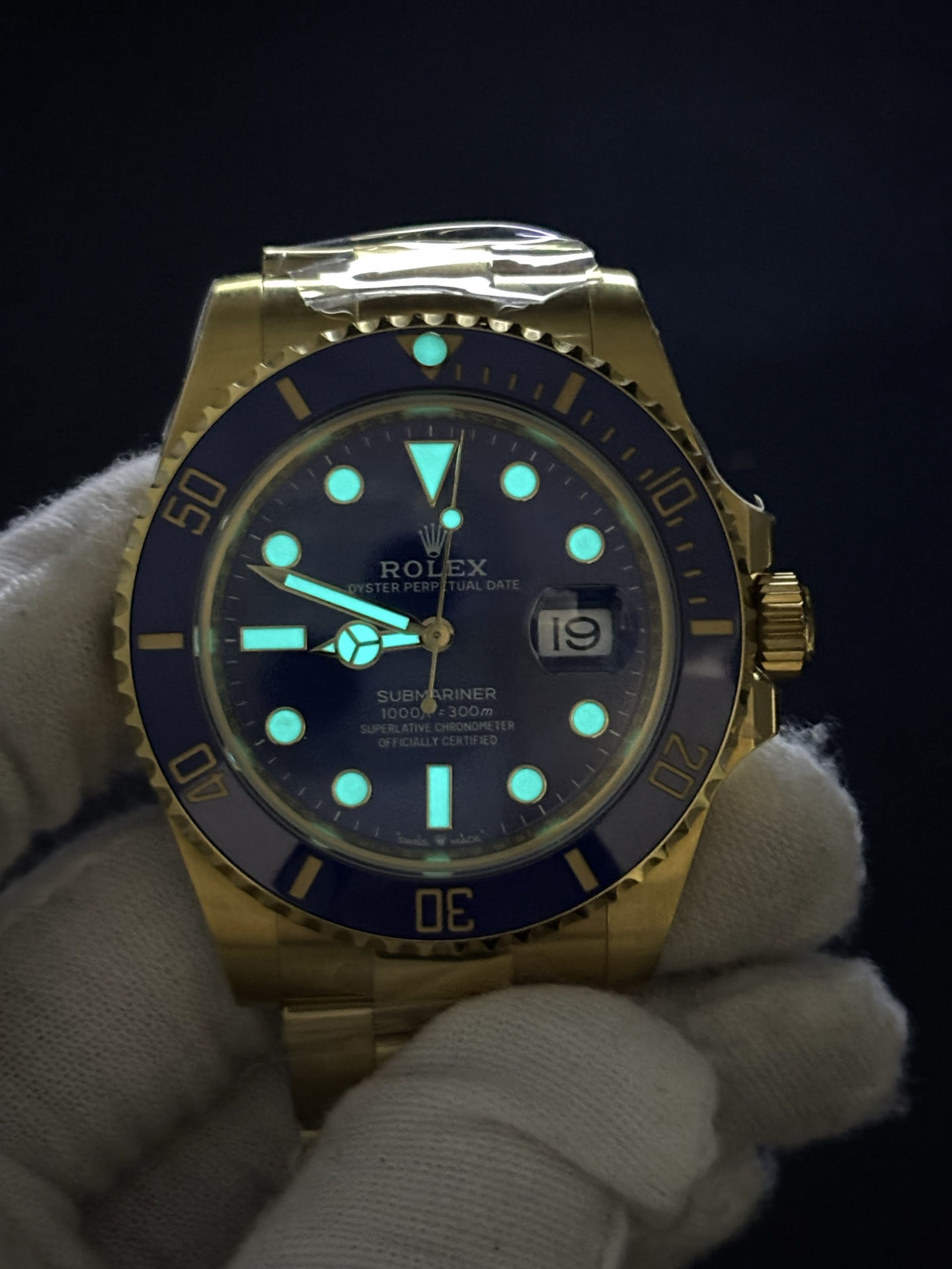 GoodFit Rolex Submariner Date Watch 18k Yellow Gold Blue 59