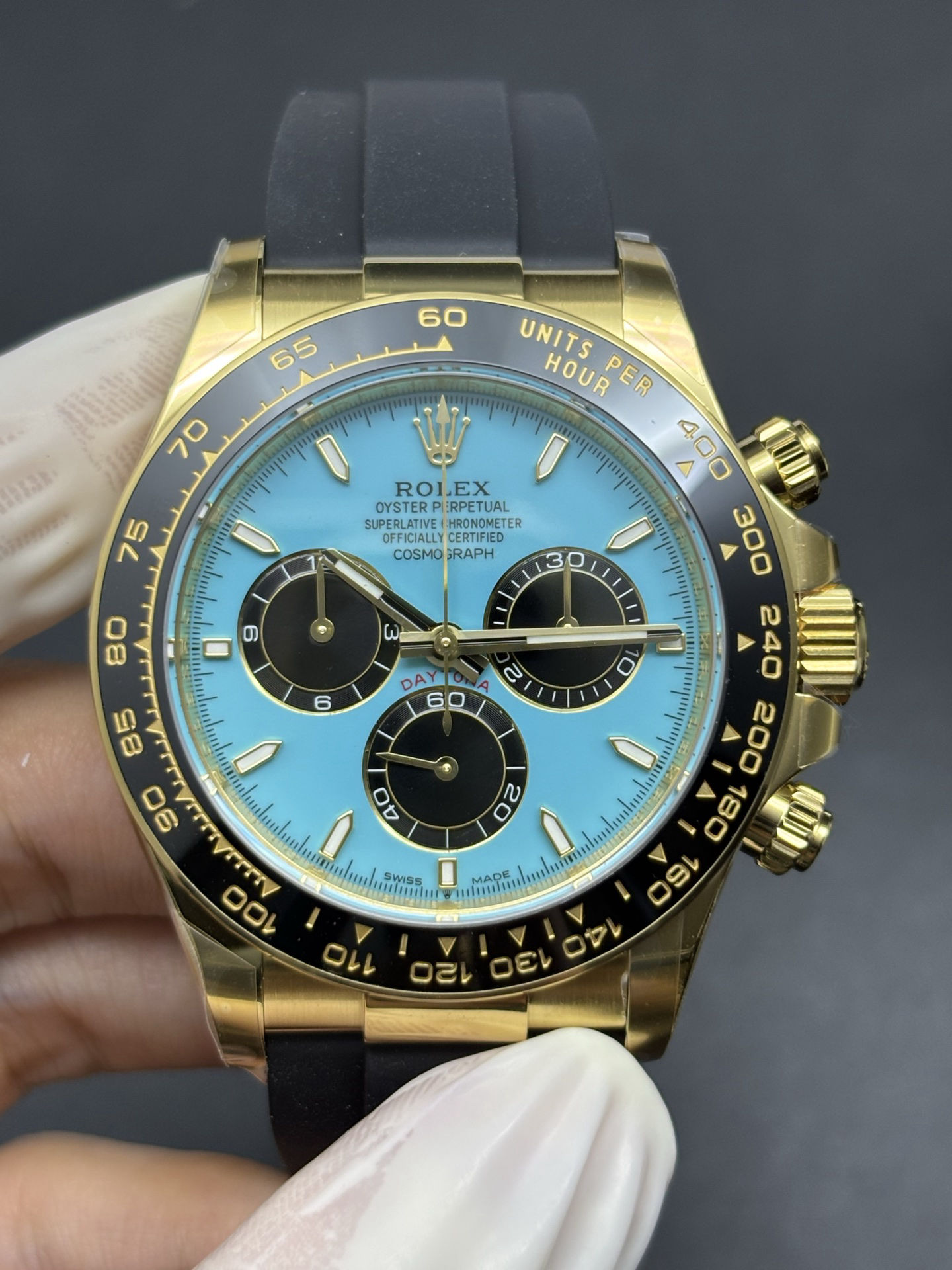 EasyCare Rolex Tiffany Blue Dial Cosmograph Daytona ref 126518LN in 18K Yellow Gold 58