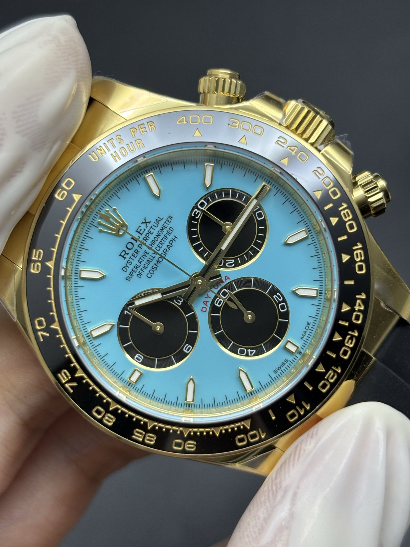 EasyCare Rolex Tiffany Blue Dial Cosmograph Daytona ref 126518LN in 18K Yellow Gold 58