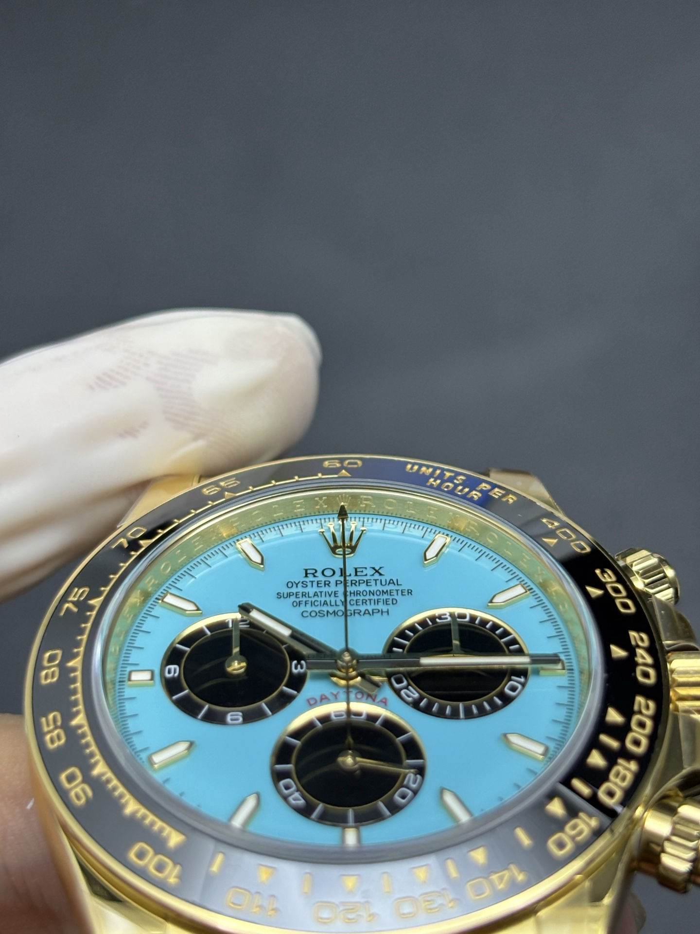 EasyCare Rolex Tiffany Blue Dial Cosmograph Daytona ref 126518LN in 18K Yellow Gold 58