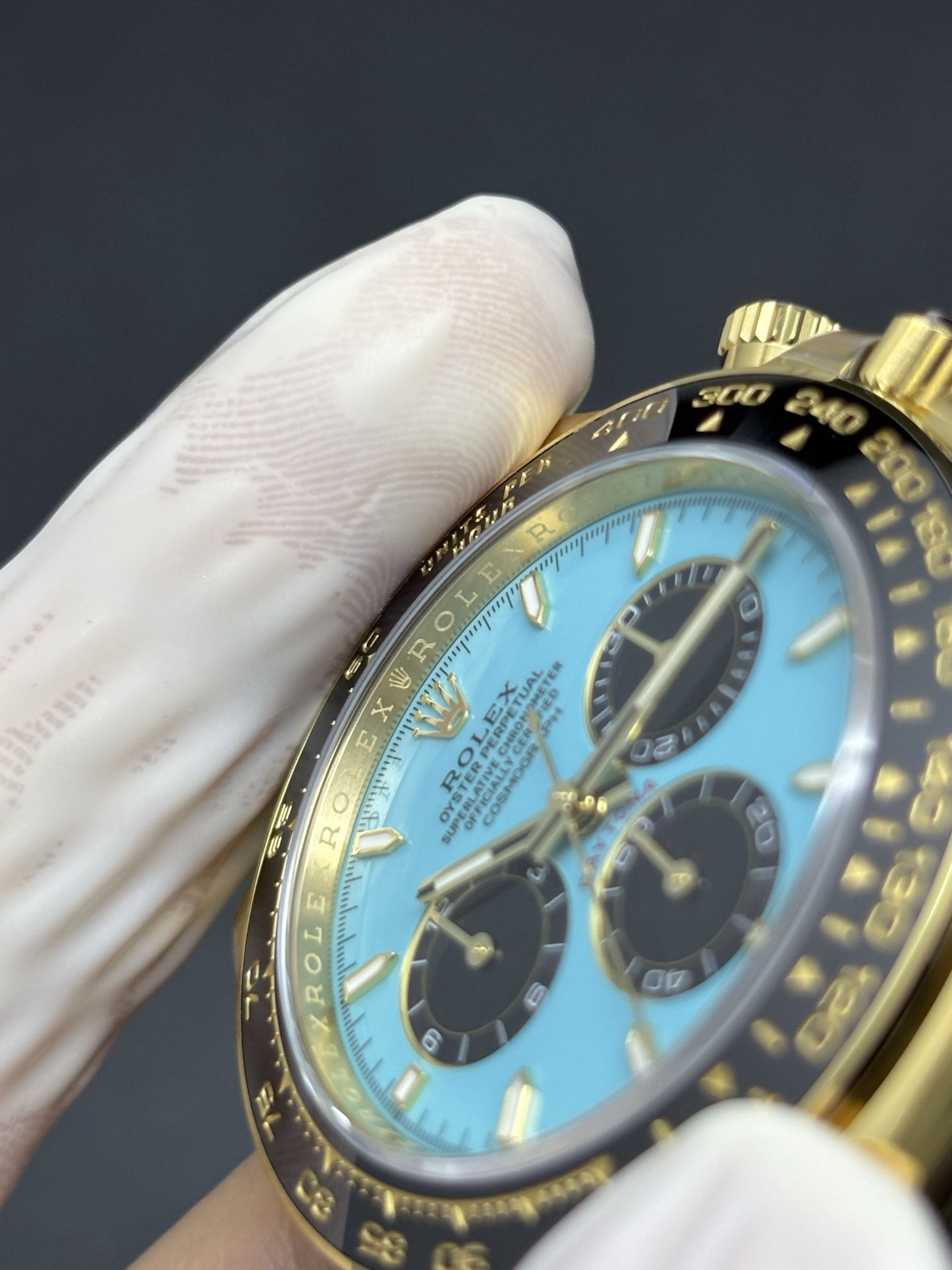 EasyCare Rolex Tiffany Blue Dial Cosmograph Daytona ref 126518LN in 18K Yellow Gold 58