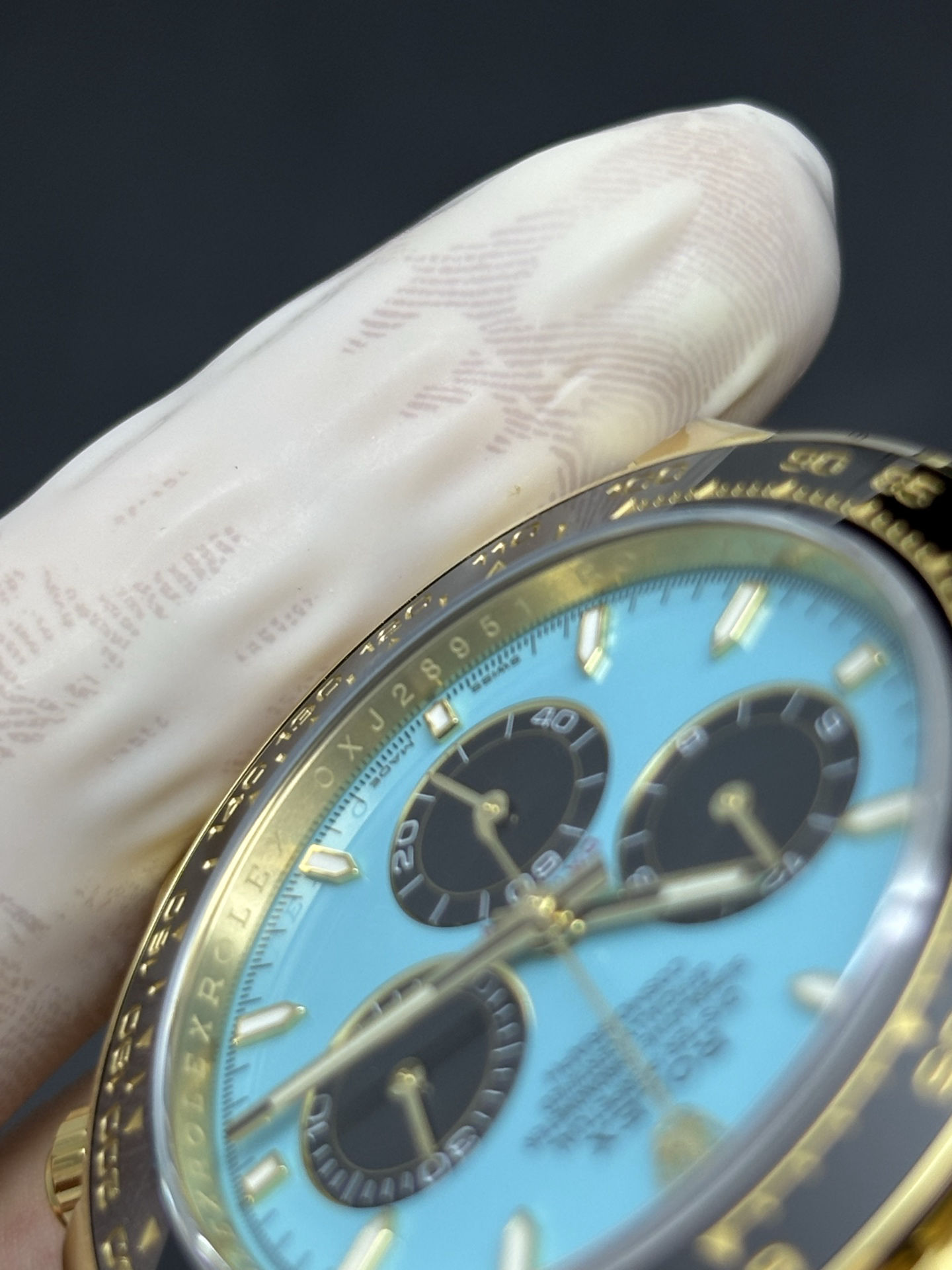 EasyCare Rolex Tiffany Blue Dial Cosmograph Daytona ref 126518LN in 18K Yellow Gold 58