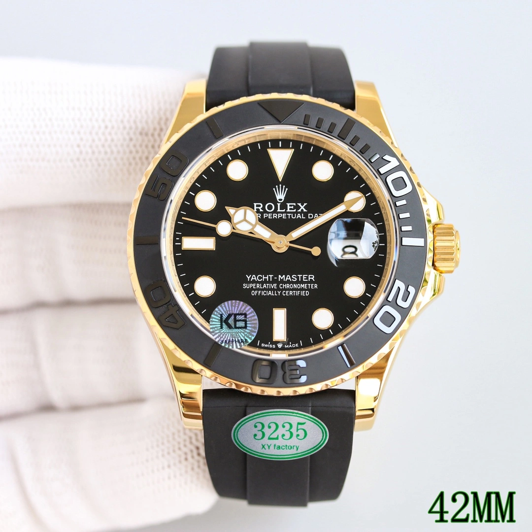 Youthful Rolex Yacht-Master 42mm Yellow Gold OysterFlex Rubber Strap 18