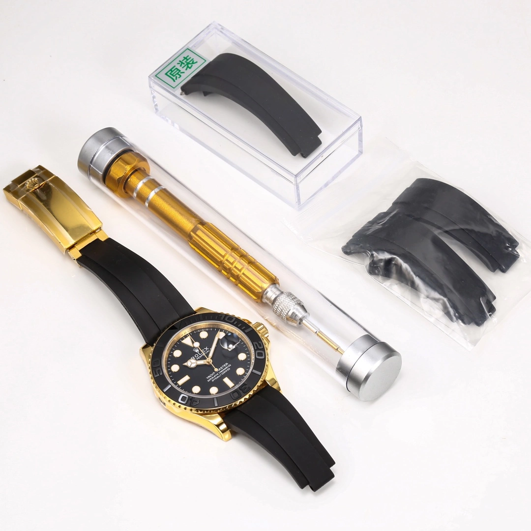 Youthful Rolex Yacht-Master 42mm Yellow Gold OysterFlex Rubber Strap 18